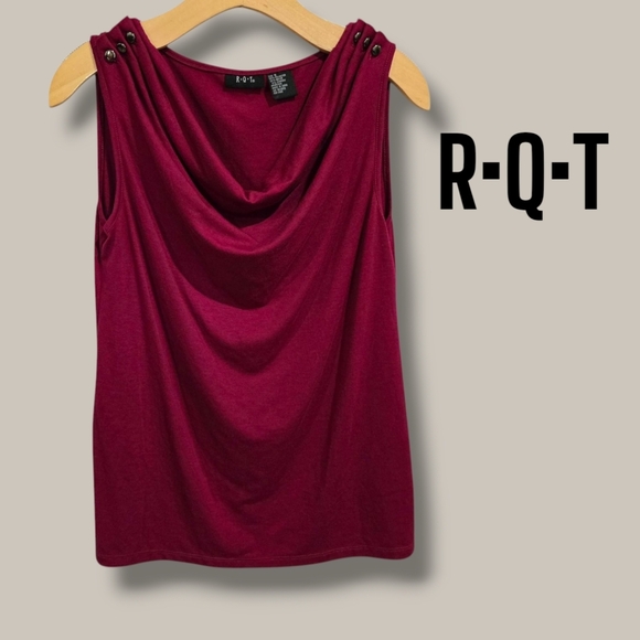 RQT Women's Plum draped neckline sleeveless blouse - small - Picture 6 of 6